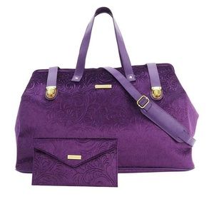 Joy & Iman Vintage Brocade RFID Purple Carpet Bag
